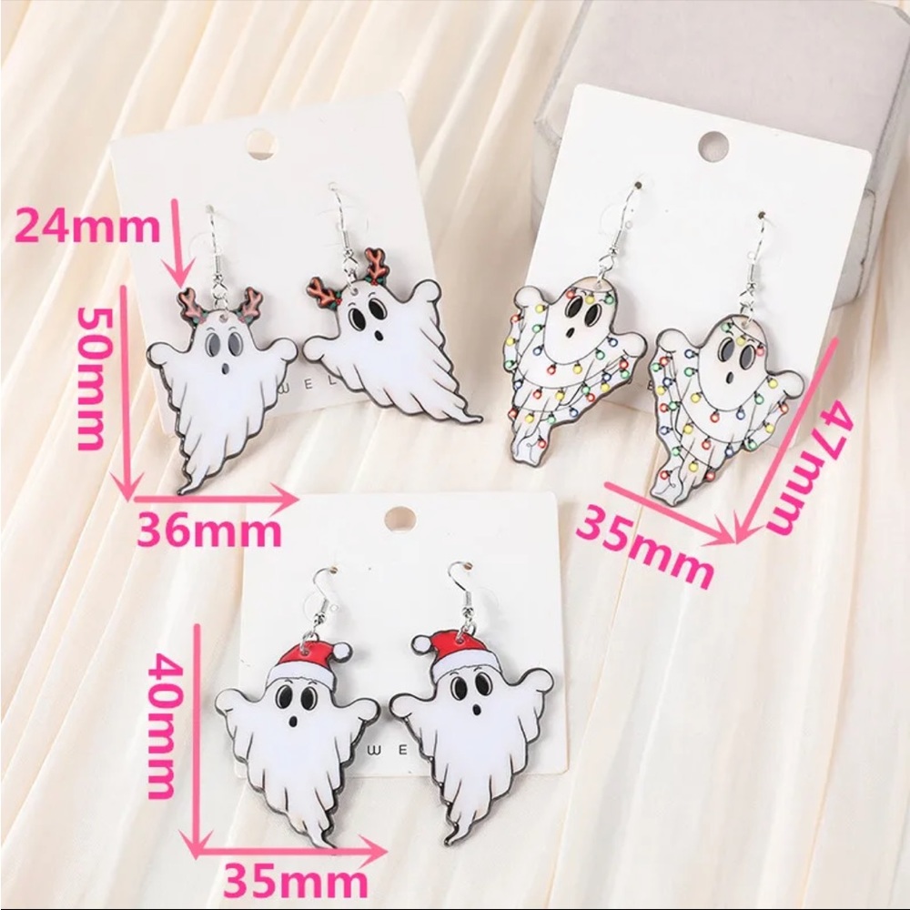 Ghost with Christmas Lights ~ Earrings ~ Brand New! - Picture 7 of 9